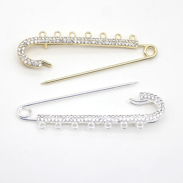 20pcs 10cm Gold Silver Plated Alloy Rhinestone Baby Pins Crystal Islamic  Muslim Safety Pins With 7 Loops For DIY Jewelry Making - AliExpress